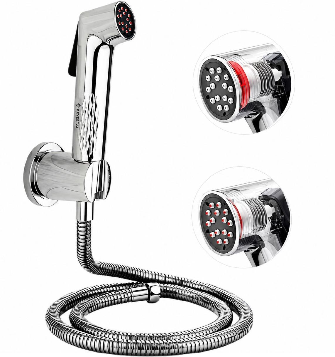 Flux ABS Health Faucet with 304-SS Shower Tube (1m) & Wall Hook Manual Bidets-image-23