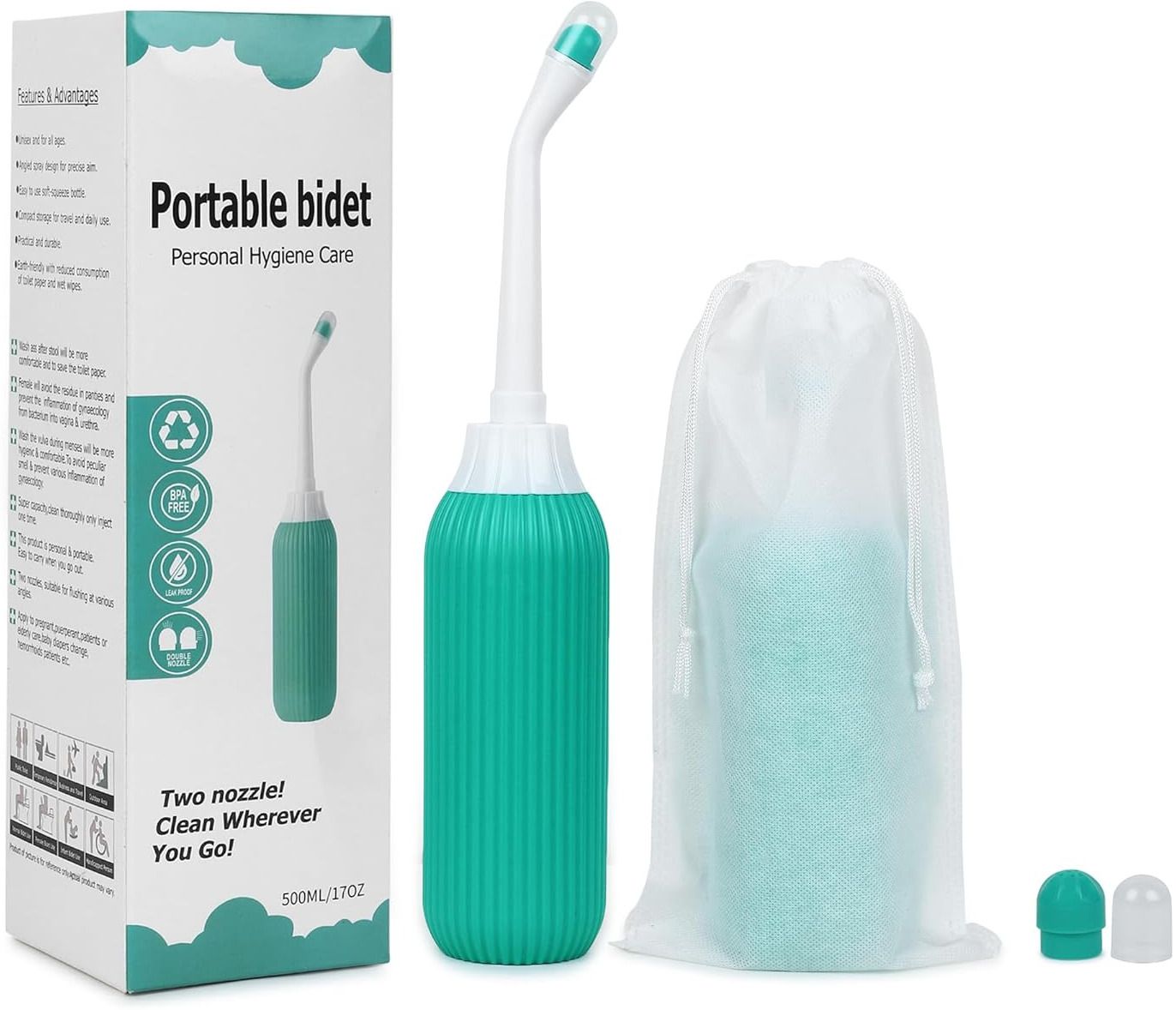 Portable Bidet Jet Spray for Toilet - Retractable Peri Bottle Manual Bidets