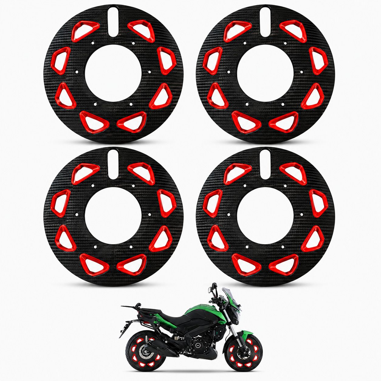 cross hooks 17 Inch Bike Wheel Cover for Honda. Hornet 2.0 Red Black Pack of 4 Bike Fairing Kit-picture-16