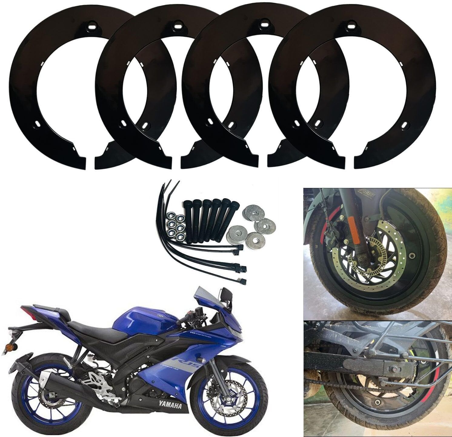 R15 V1, V2, V3, V4 Bike Wheel Cover 17 Inch 4 pc ( Black) Wheel Cover For NA NA