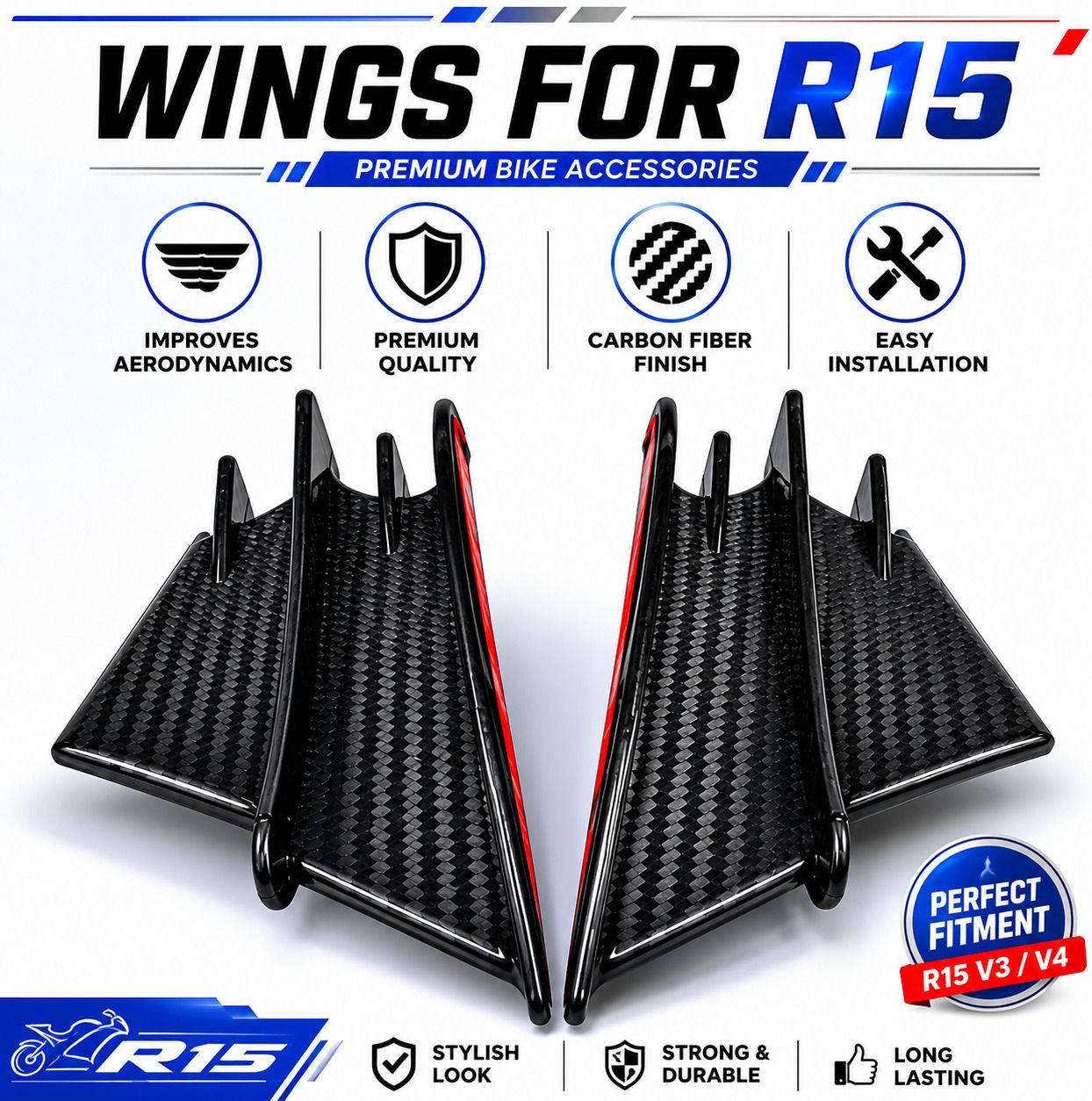 Motorcycle Fairing Winglets Wing Spoiler Carbon Fiber ABS Side Fairing Bike Fairing Kit-image-4