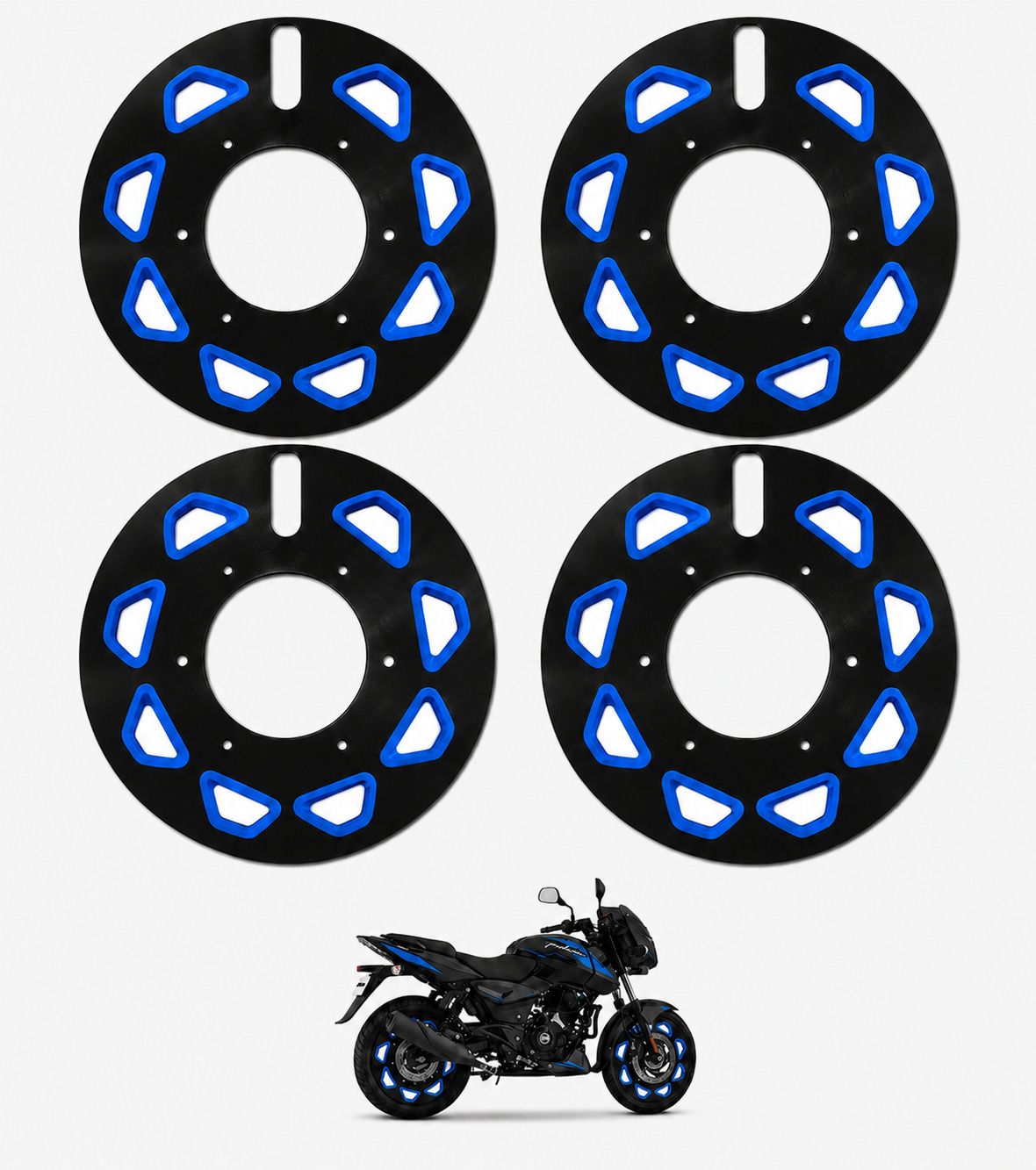 cross hooks 17 Inch Full Disc Wheel Cover for Bajaj. Pulsar. N160 Blue Black Pack of 4 Bike Fairing Kit-picture-19