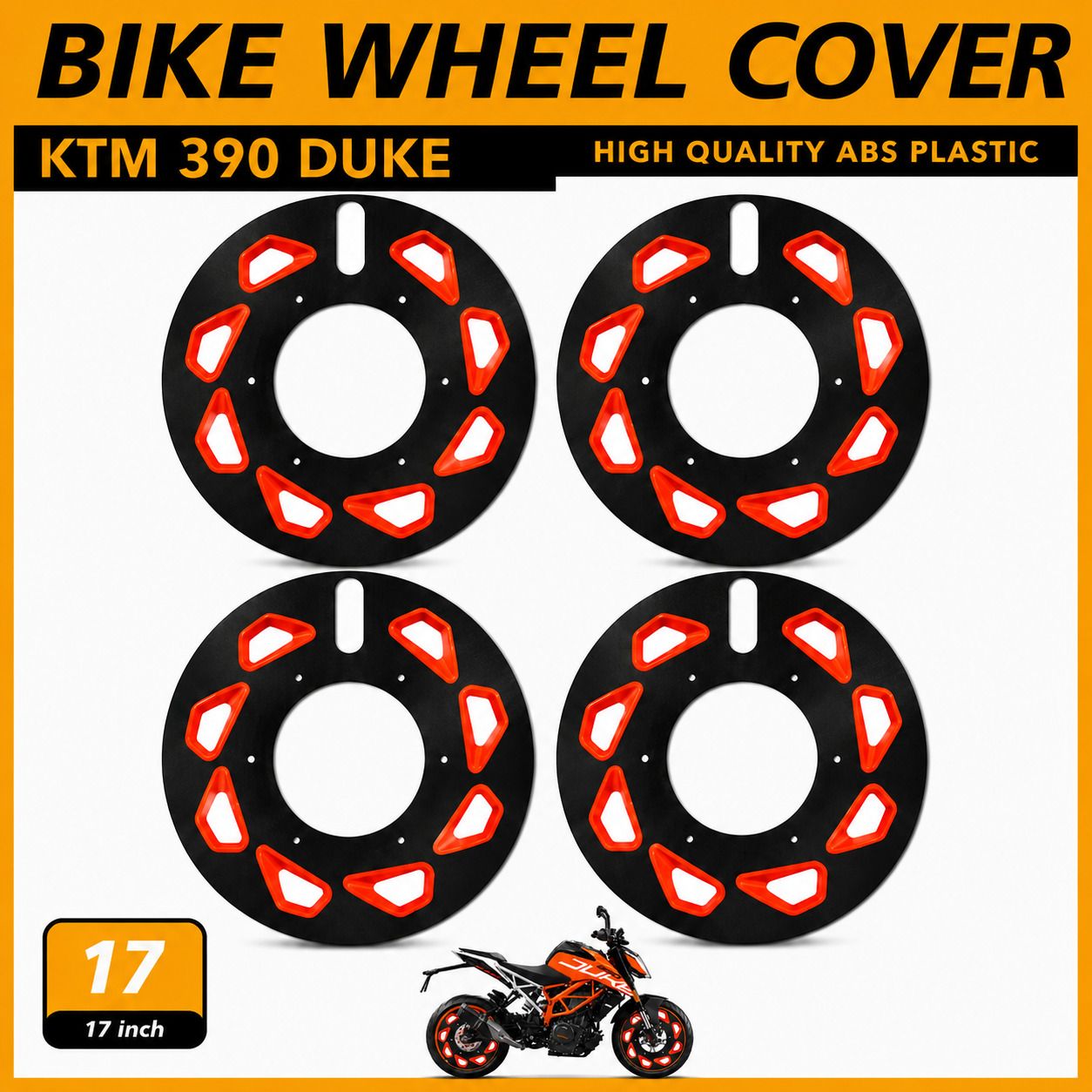 cross hooks 17 Inch Alloy Wheel Cover for KTM. RC. 390 Red Black Pack of 4 Bike Fairing Kit-picture-9