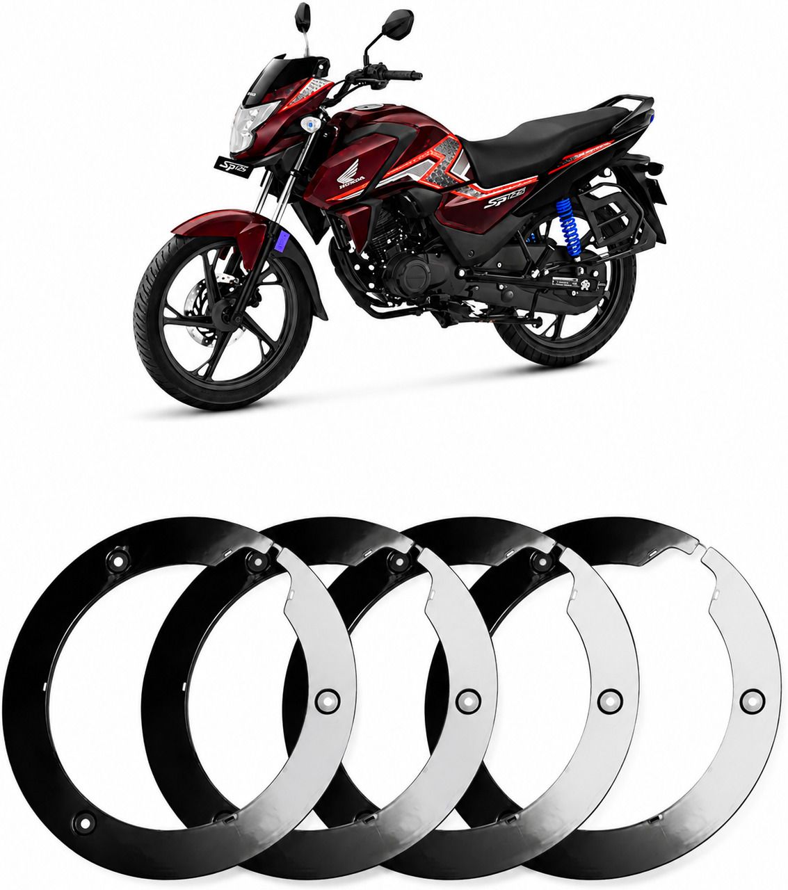 18 Inch Bike Wheel Cover for Honda.s SP125 Premium Black Rim Cover Pack of 4 Bike Fairing Kit-image-12