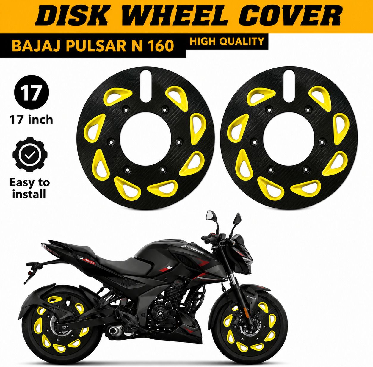 cross hooks Bajaj.s Pulsar. 180 17 Inch Full Wheel Cover Stylish Pack of 2 Bike Fairing Kit-picture-4