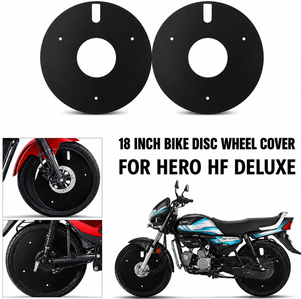 cross hooks 19 Inch Full Wheel Cover Hero.s Splendor. ABS Pack of 2 Bike Fairing Kit-picture-0