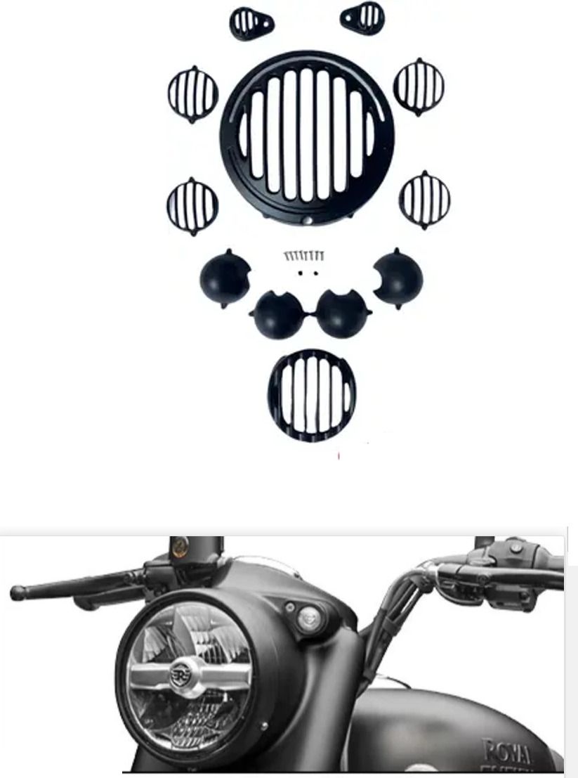 Grill Set for RE Classic Reborn LED-Headlight-Tail-Indicator Grills (Set of 12) Bike Headlight Grill