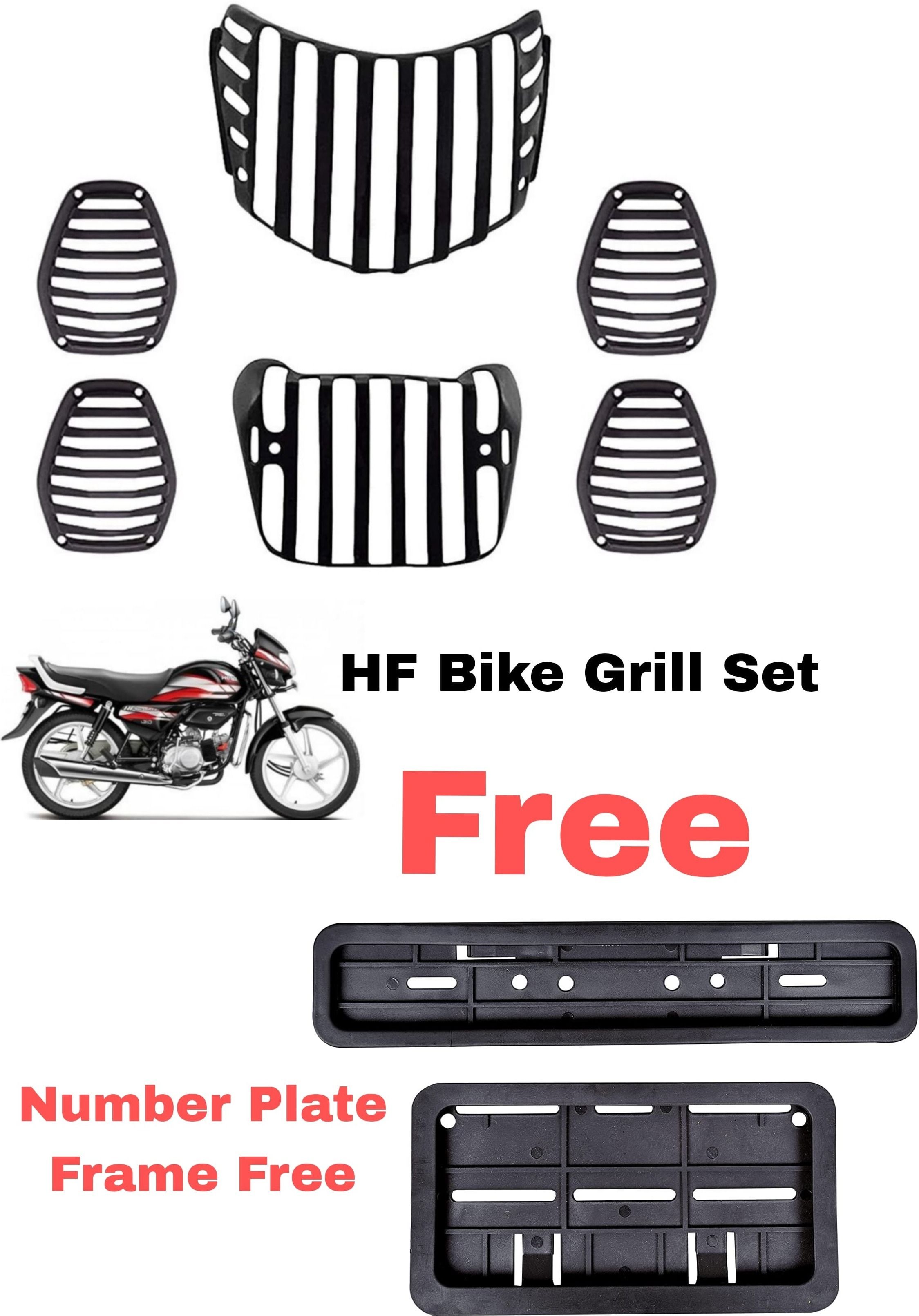 vprs HF Deluxe Bike Grill Set and Number Plate Free pack of 8 Bike Headlight Grill-picture-20