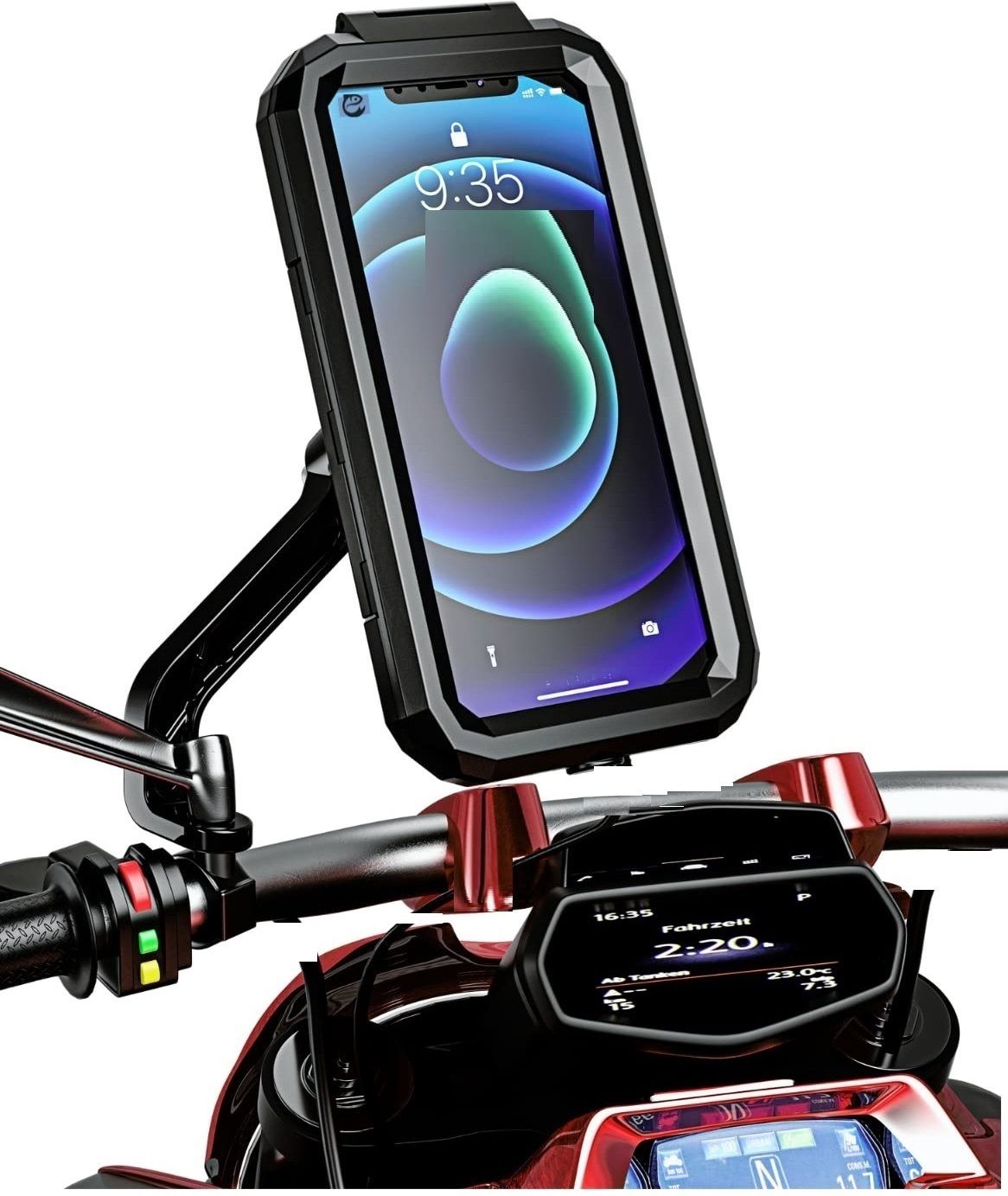 Bike Mobile Mirror Holder/stand waterproof for GPS all Scooty and Bike Bike Mobile Holder-image-49