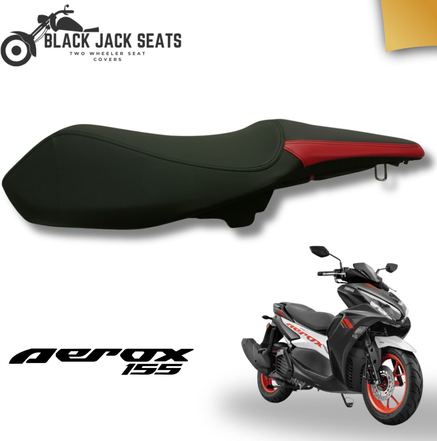 blackjackseats Premium Red Strip Seat Cover for Aerox 155 Single Bike Seat Cover For Yamaha Aerox 155-picture-19