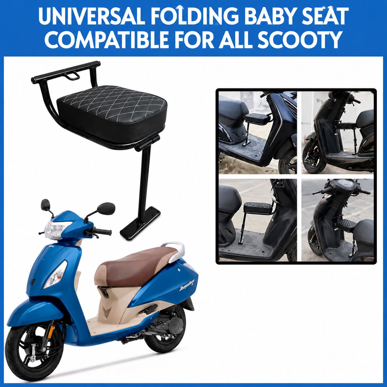 Jupiter. Baby Seat Soft Heavy Metal Foldable Black Pack of 1 Split Bike Seat Cover For Universal For Bike Activa-image-15