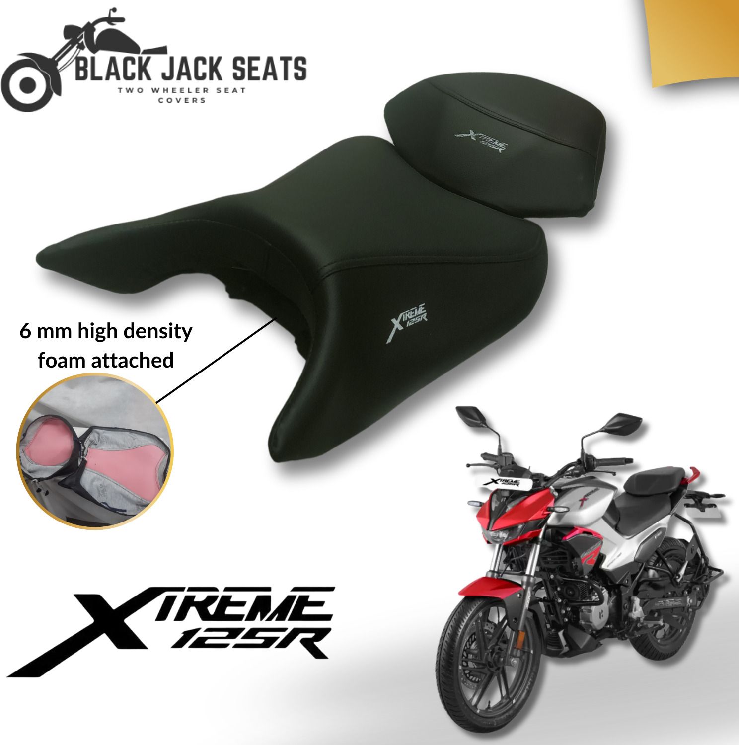 blackjackseats Premium Seat Cover for Xtreme 125R with 6mm Foam Cushioning Durable & Stylish Split Bike Seat Cover For Hero NA-picture-11