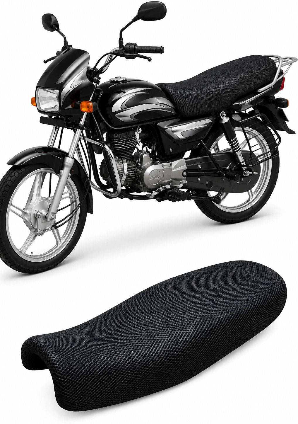 hop 3D AIR MESH BIKE SEAT COVER | HEAT RESISTANT | BREATHABLE NET | BIKE FITING Single Bike Seat Cover For Hero CD deluxe, CT 100-picture-33