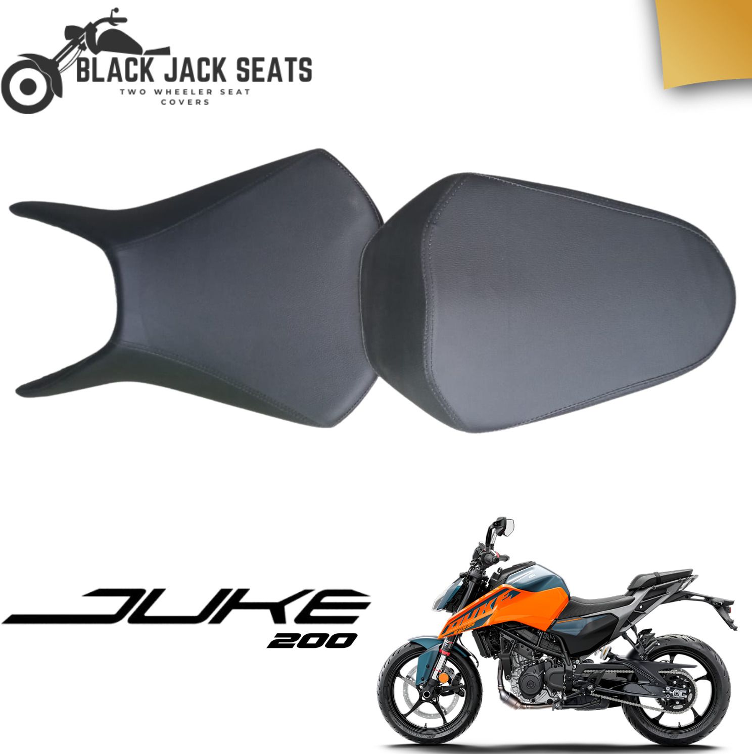 Duke 200 Plain Black Seat cover with 6 mm high density foam Split Bike Seat Cover For KTM Duke 200