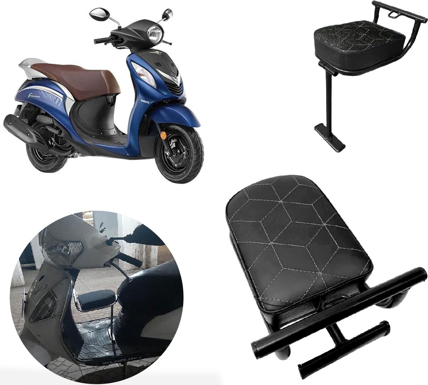 auto pearl Folding Baby Seat Compatible with Yamaha-Fascino Single Bike Seat Cover For Yamaha Fascino-picture-17