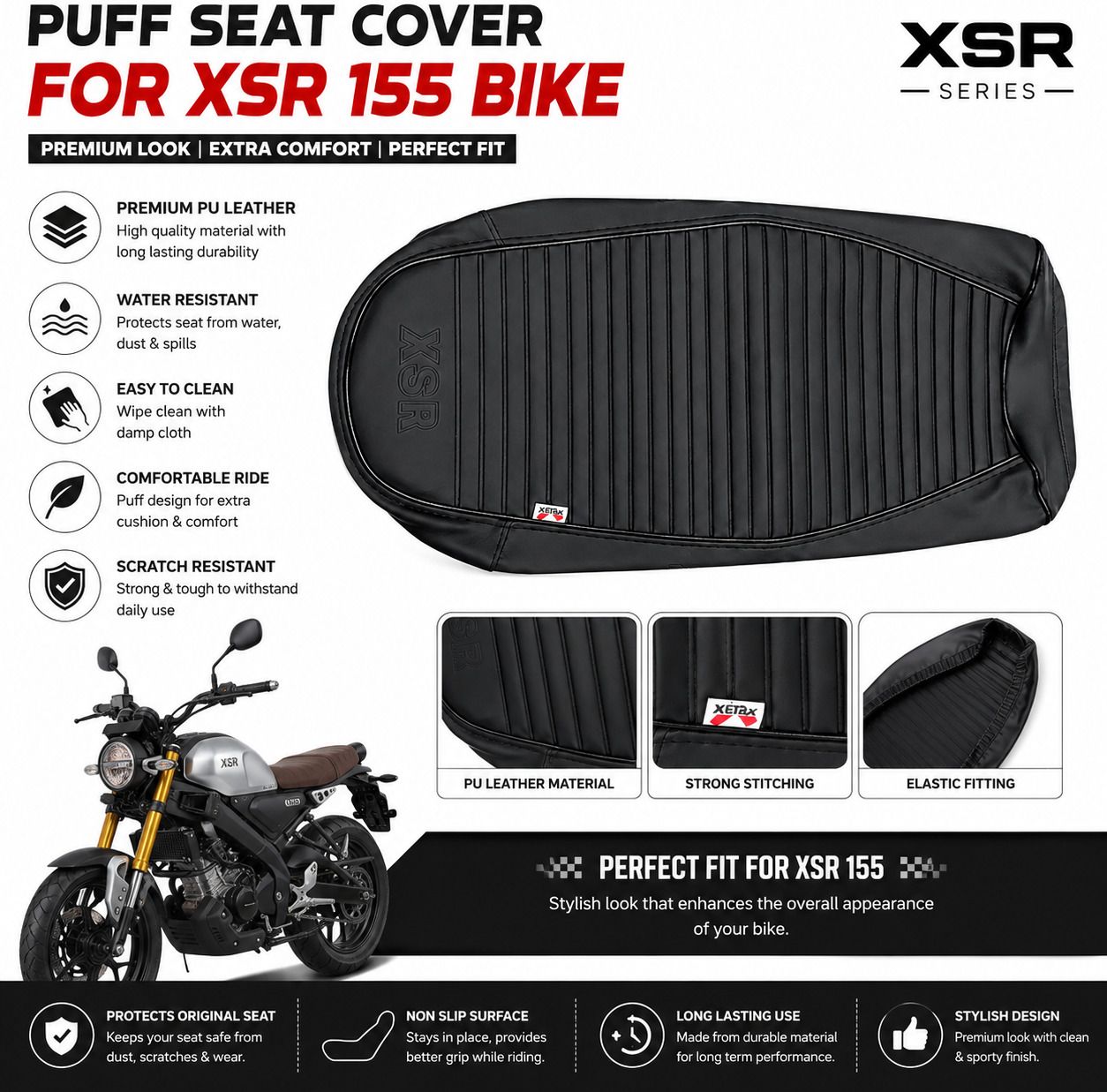 PUFFY SEAT COVER FOR XSR Single Bike Seat Cover For Yamaha NA-image-27