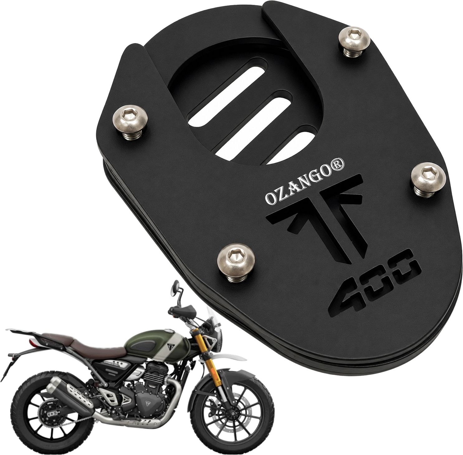 ozango Bike Side Stand Base Enlarger for Triumph Scrambler 400 X Side Stand-picture-21