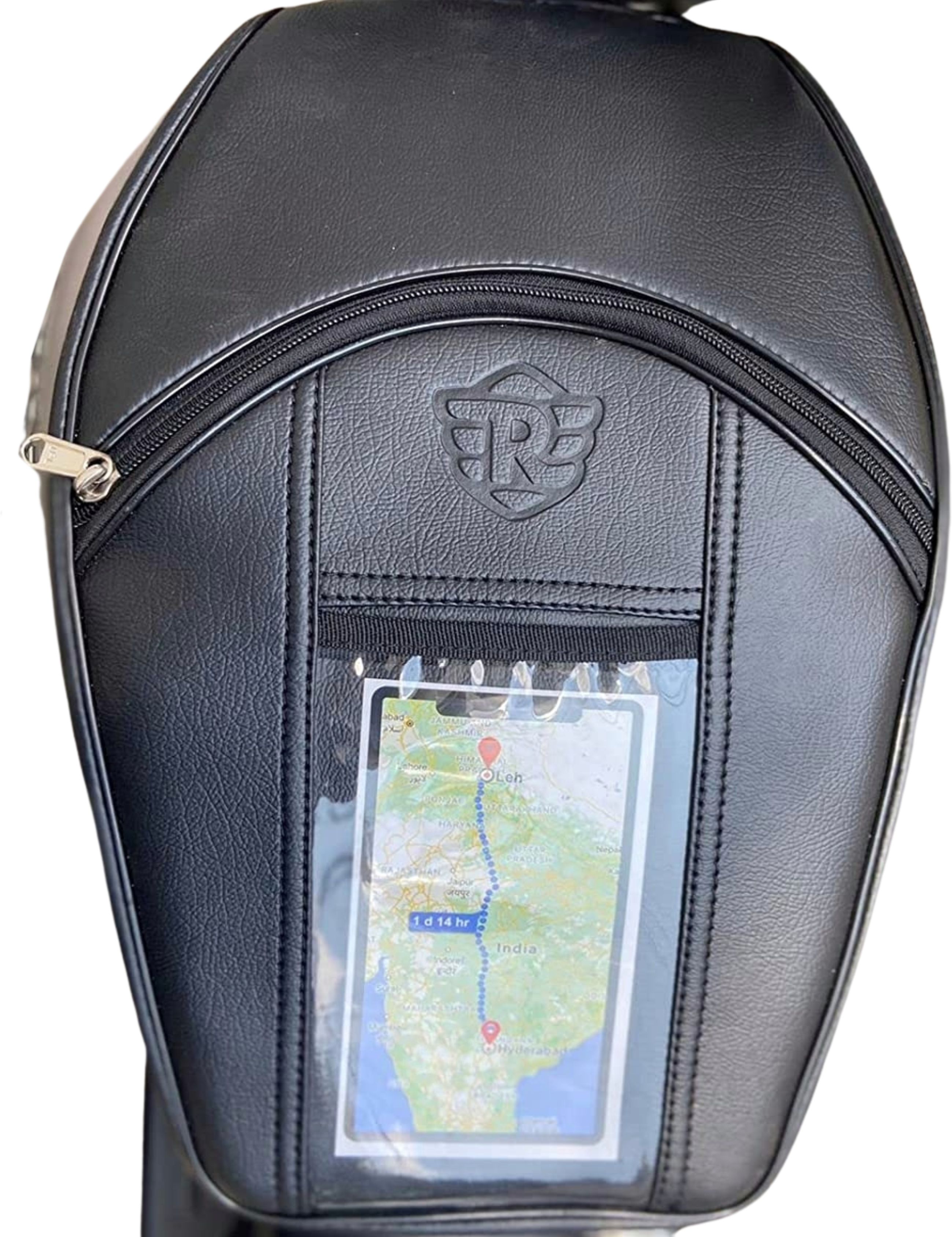 Thunderbird 350/500/350X/500X Leather Scratch Proof Mobile Touch Pocket Tank Bag Strap Royal Enfield Thunderbird, Thunderbird 350, Thunder Bird 350, Thunder Bird 500, Super|Thunderbird Bike Tank Cover-image-2