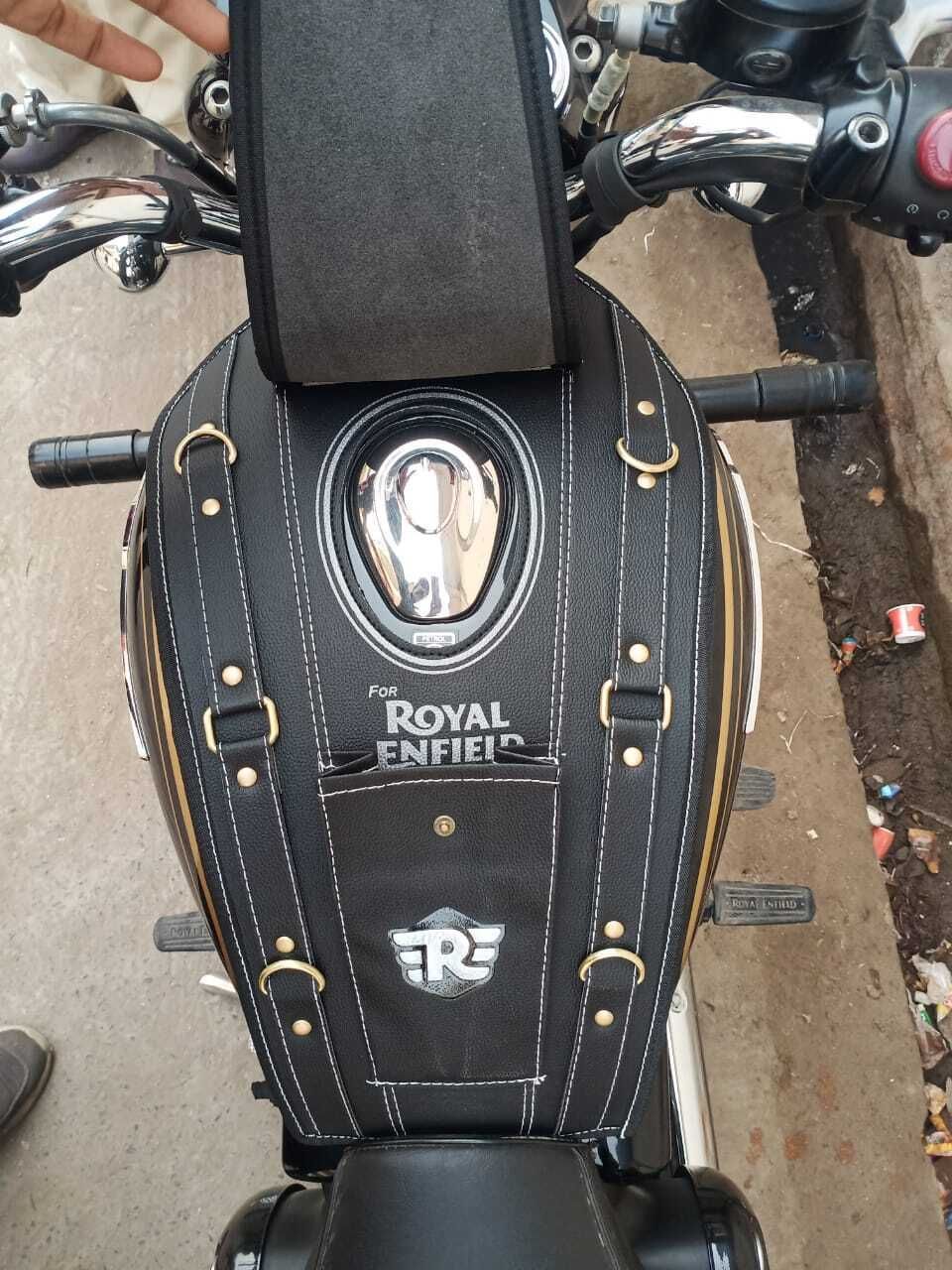 for royal enfield petrol tank cover Strap Royal Enfield Classic, Strap Royal Enfield Classic, Classic 350, Classic 500, Electra, Classic Desert Storm Bike Tank Cover-image-15