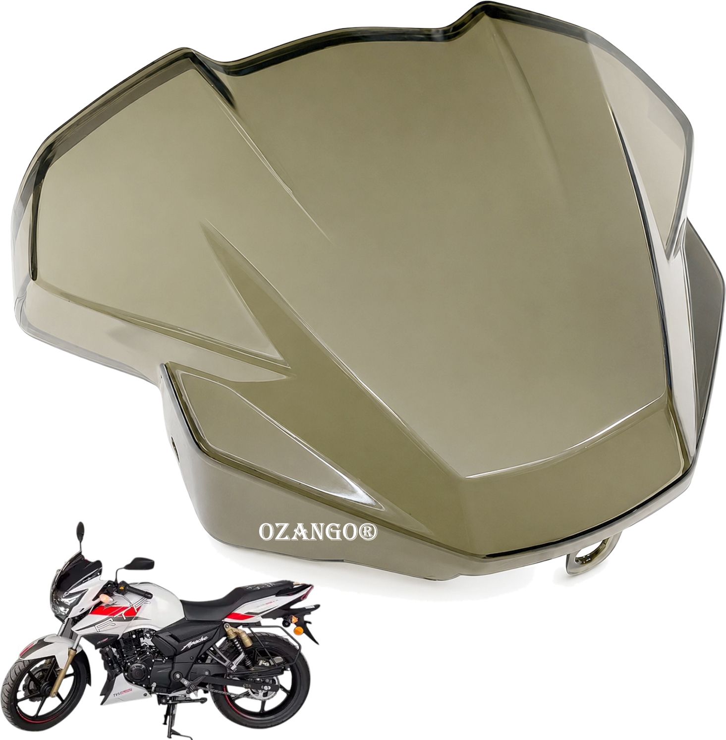 ozango Front Visor Windshield Wind Screen Flyscreen Guard Glass for Apache RTR 160 Bike Windshield-picture-14