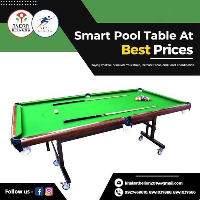 Moveable on Wheels Pool Table(Billiard Table) 8x4 FT,Top 18mm Billiards Table
