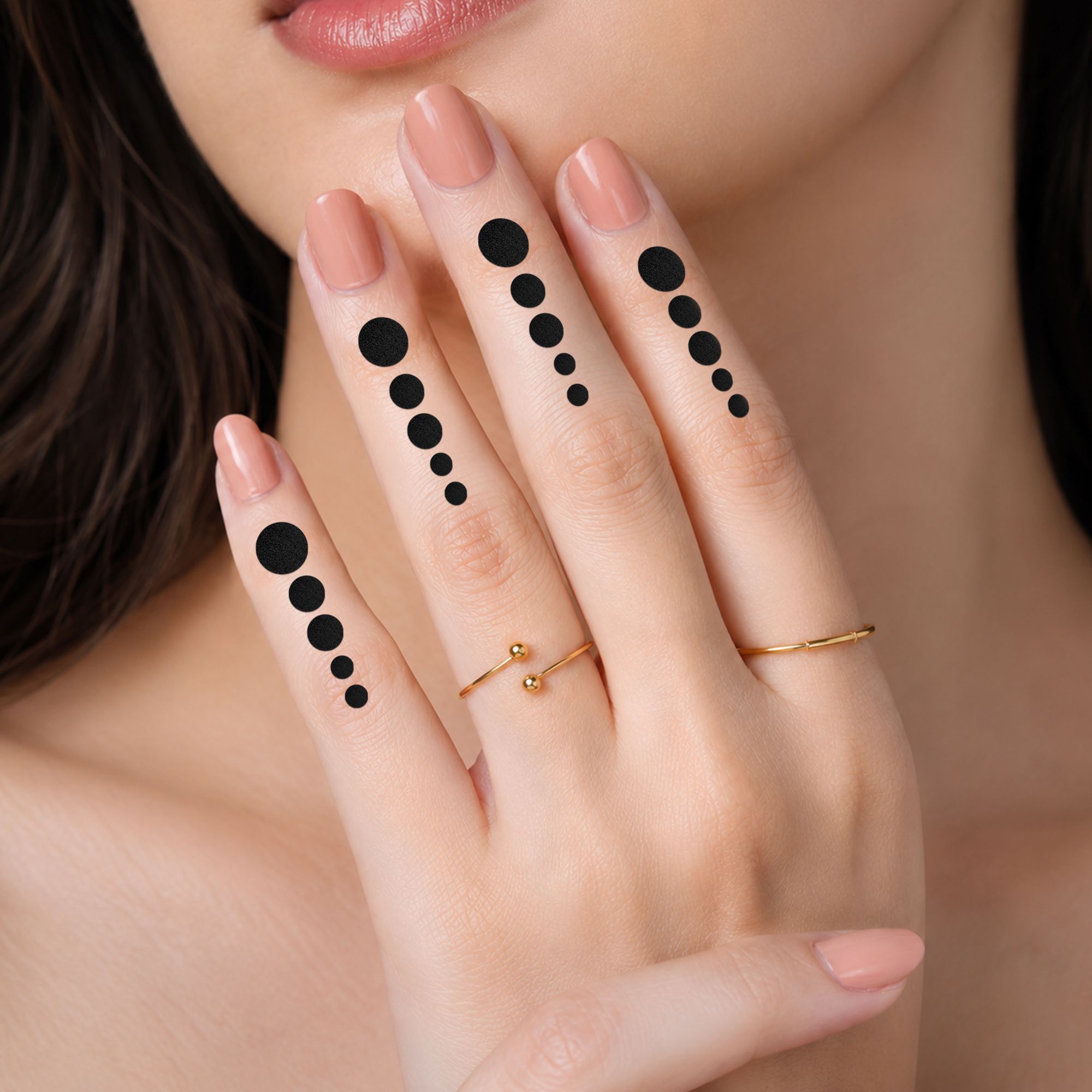 Black Round Finger Bindi Stickers for Women & Girls Finger Black Bindis-image-2