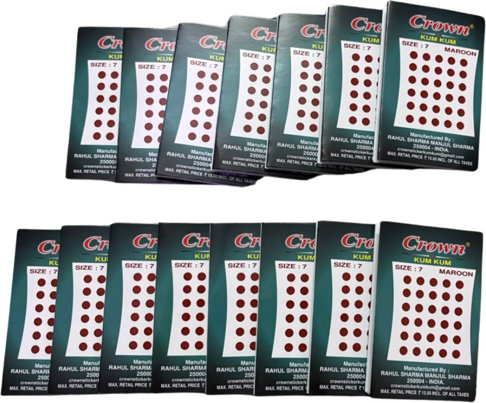 CSK Round Maroon Bindi | Size-07 | Pack of 15 Women and Girls Maroon Bindis-image-6