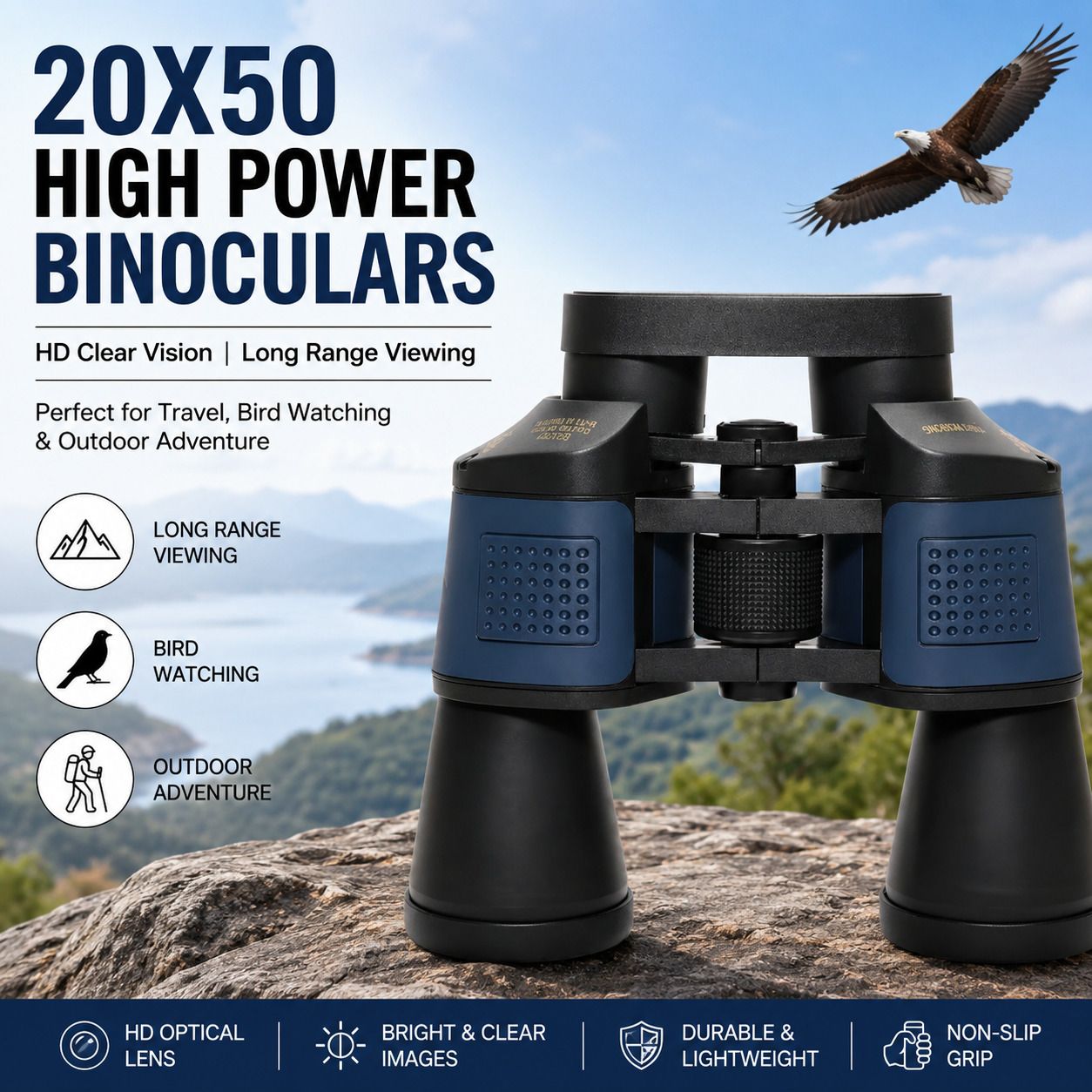 FIZONT 20X50 High Power Binoculars with HD Optical Lens 4 Bird Watching&Outdoor Travel Binoculars-image-34