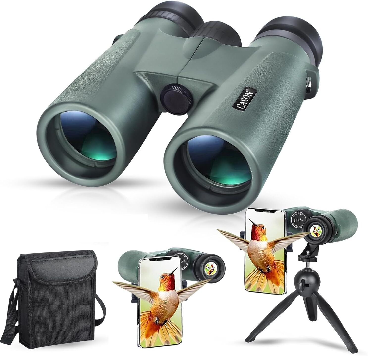 CASON 12x42 Binoculars For Bird Watching,Long Distance With Phone Mount & Tripod Binoculars
