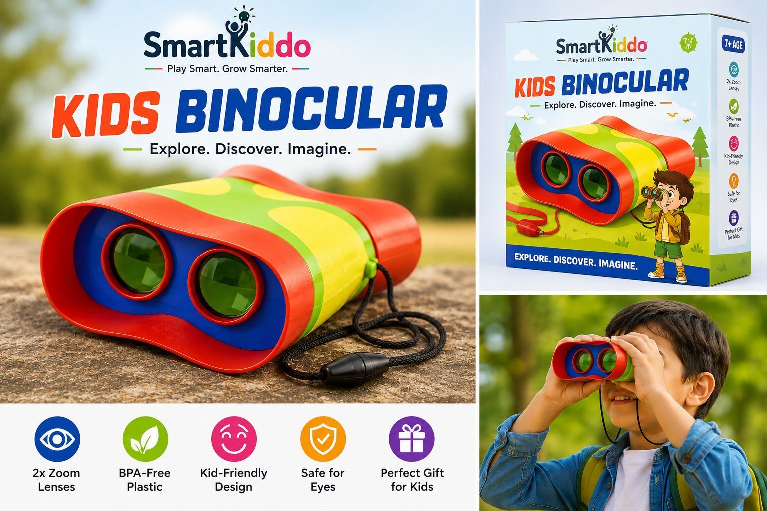 Smartkiddo Kids Adventure Binoculars - Lightweight, Safe & Ergonomic for Outdoor Play Binoculars-image-4