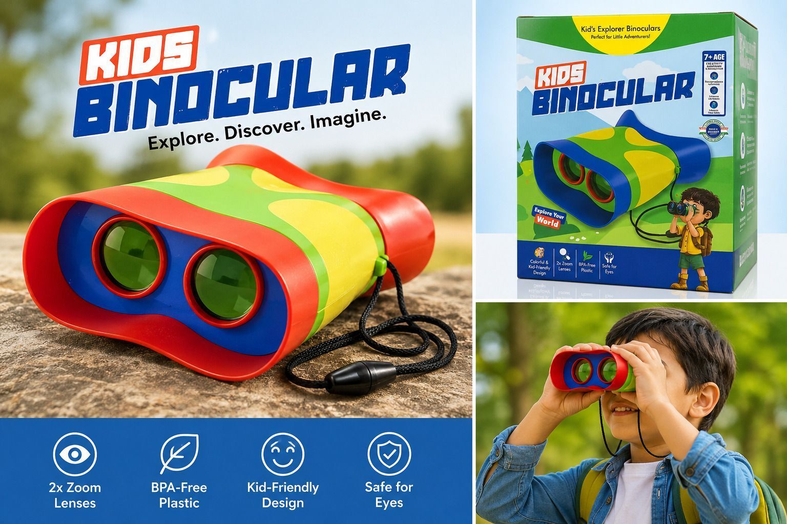 Smartkiddo Explorer Binocular Toy for Kids - Lightweight Adventure Gear for Boys & Girls Binoculars-image-5