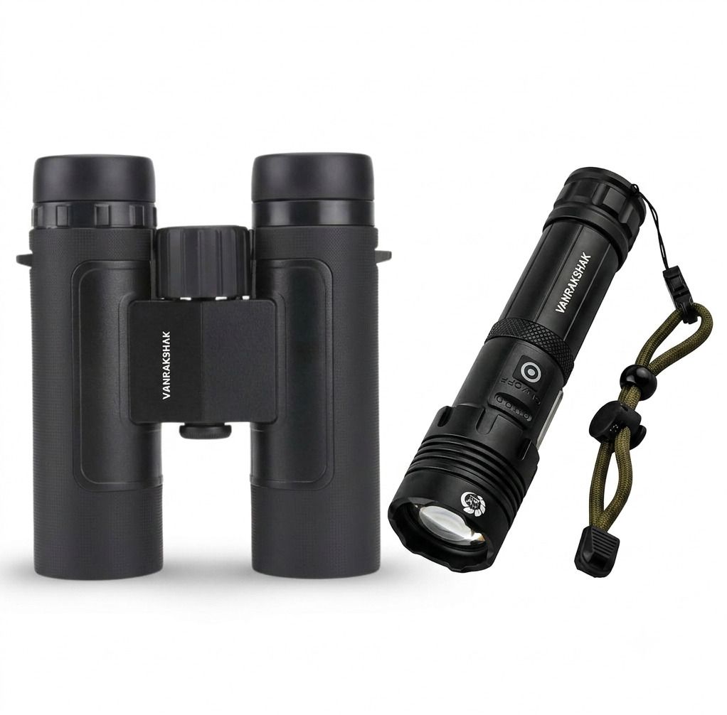 Vanrakshak FL-003A LED Flashlight with Drishti 8x32 Binocular Combo Pack Binoculars-image-44