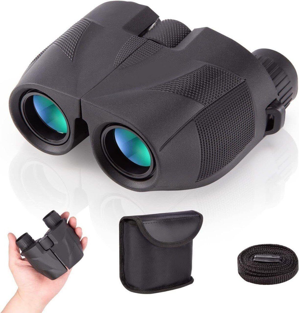 Calldrishe 10x25 HD Binoculars, Black, BAK4 Prism, Portable Mini Telescope, 1000m Long Binoculars