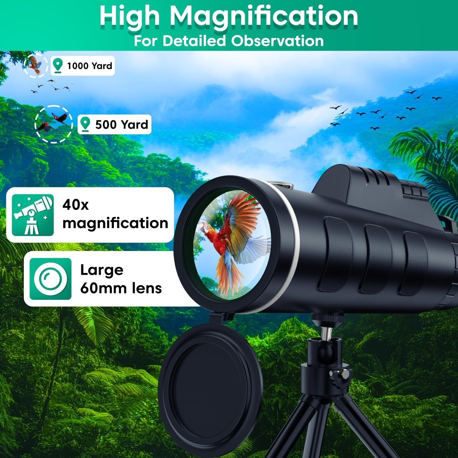 Voltegic Panda 40x60 Outdoor Telescope with Dual Focus & HD Optics Monocular-image-44