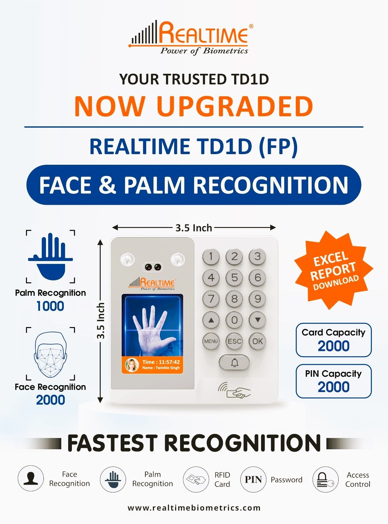 realtime TD1D (FP) Biometric Attendance Machine with USB Support Access Control-picture-14