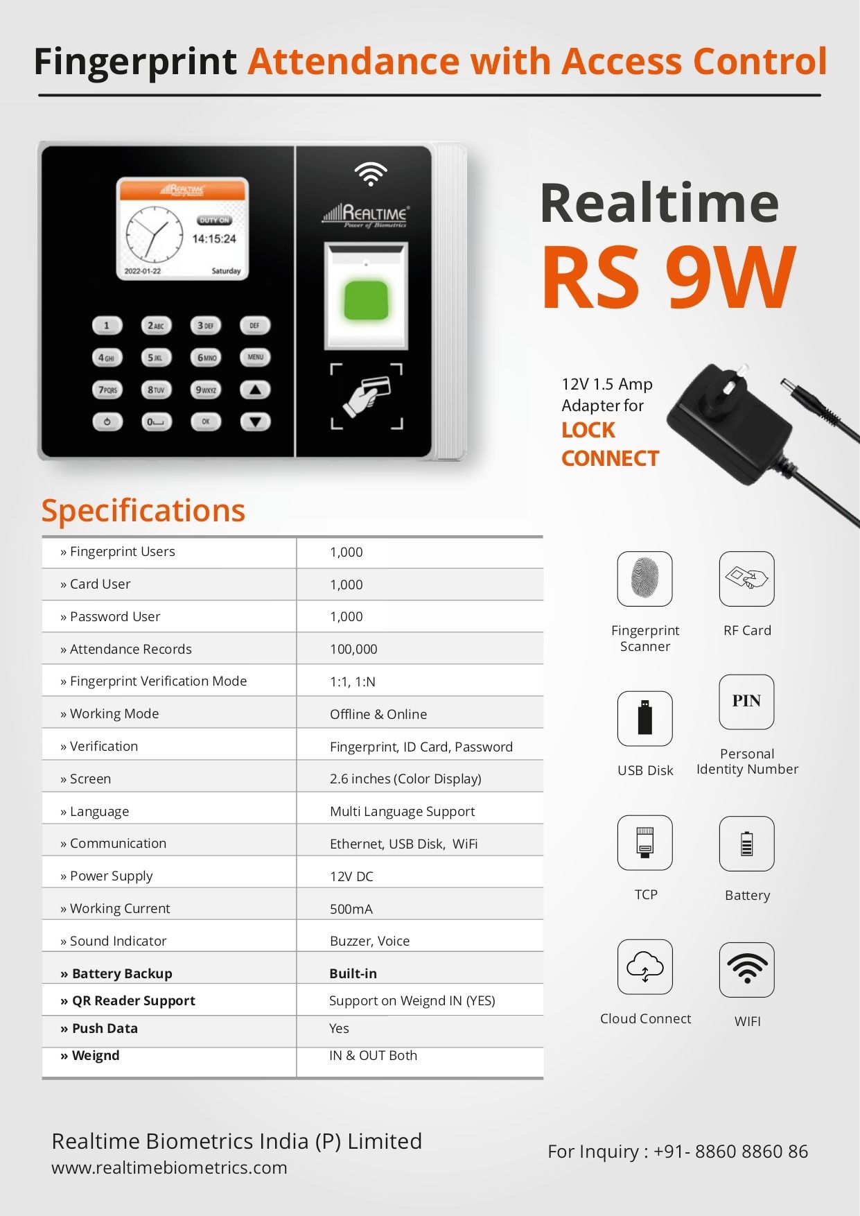 realtime RS9W Biometric Attendence Machine with 100 Cloud User Free for 1 Year With App Time & Attendance-picture-46