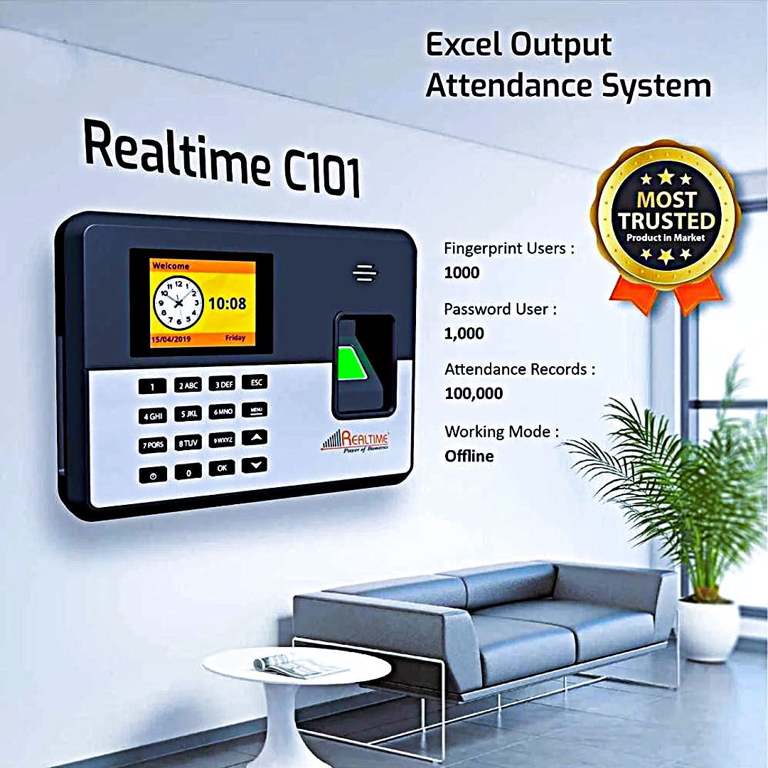 realtime C101 Branded Secure Biometric Attendance Device for Office (Without Wifi) Time & Attendance-picture-29