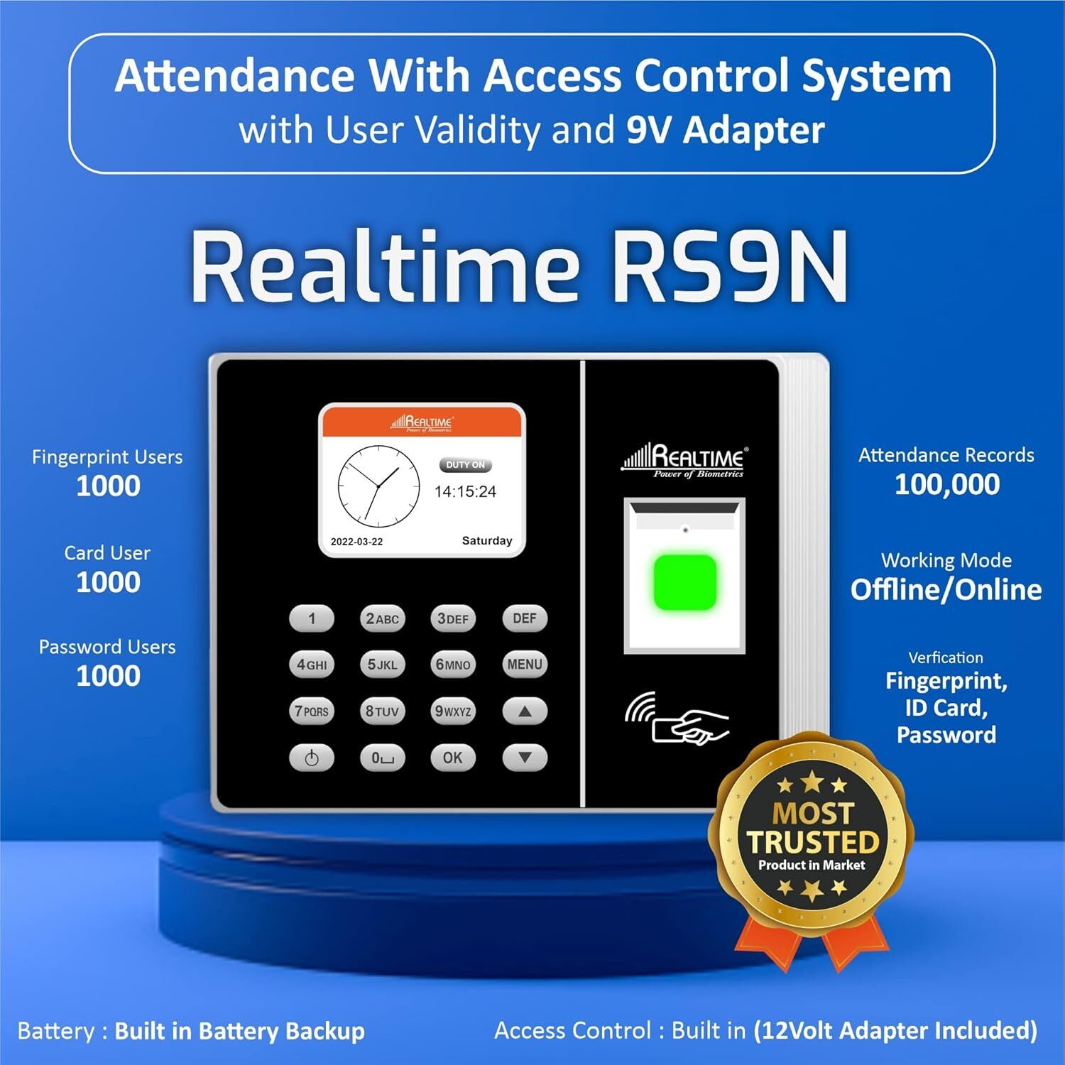 realtime RS 9N Fingerprint Scanner Attendance System & Access Control (No Wi-fi) Time & Attendance-picture-30
