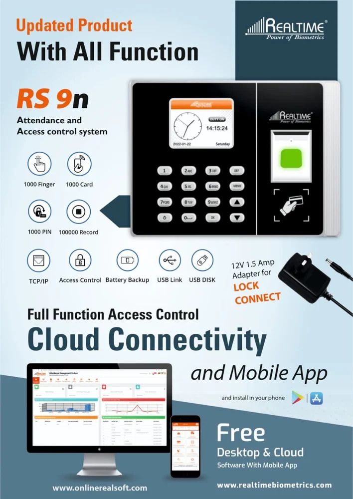 realtime RS 9N Fingerprint Scanner Attendance Machine with Access Control (No Wi-fi) Time & Attendance-picture-47