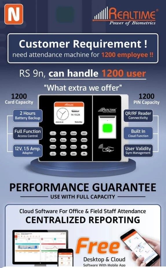 realtime RS 9N Attendance with Access Control & 250 Free Cloud User For 1 Year Time & Attendance-picture-27