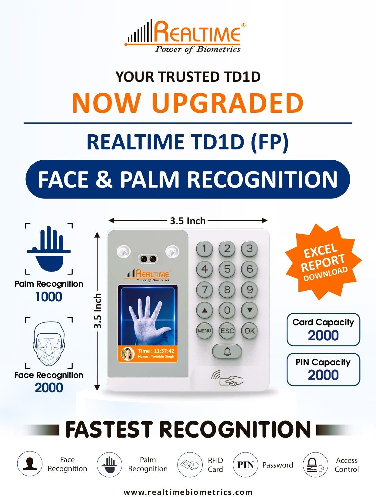 realtime TD1D (FP) Face Palm Recognition Access Control System Access Control-picture-20