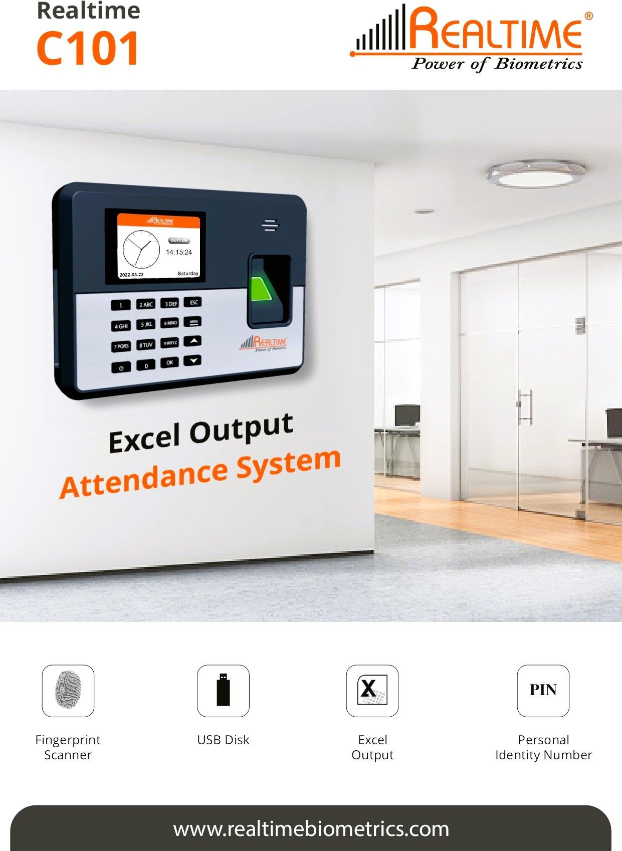realtime C101 Attendance System Fingerprint Scanner with PIN Support Time & Attendance-picture-33