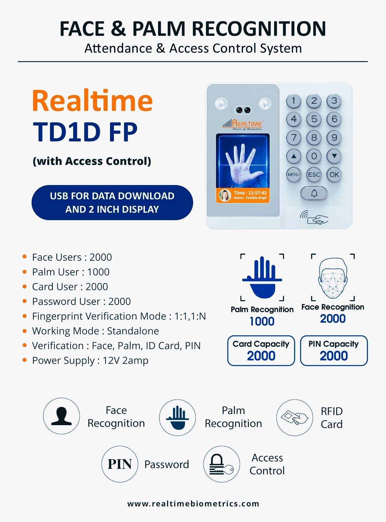 realtime TD1D (FP) Office Access Control Face Palm Attendance Access Control-picture-35