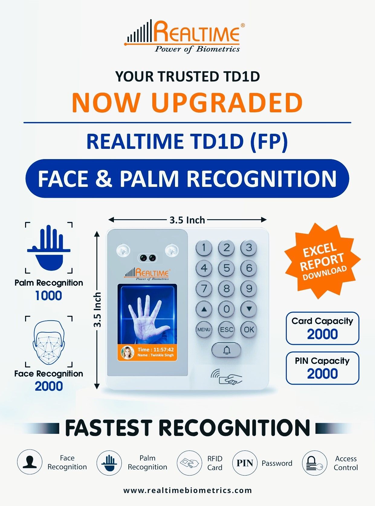 realtime TD1D (FP) Face Palm Recognition Attendance with Display Access Control-picture-10