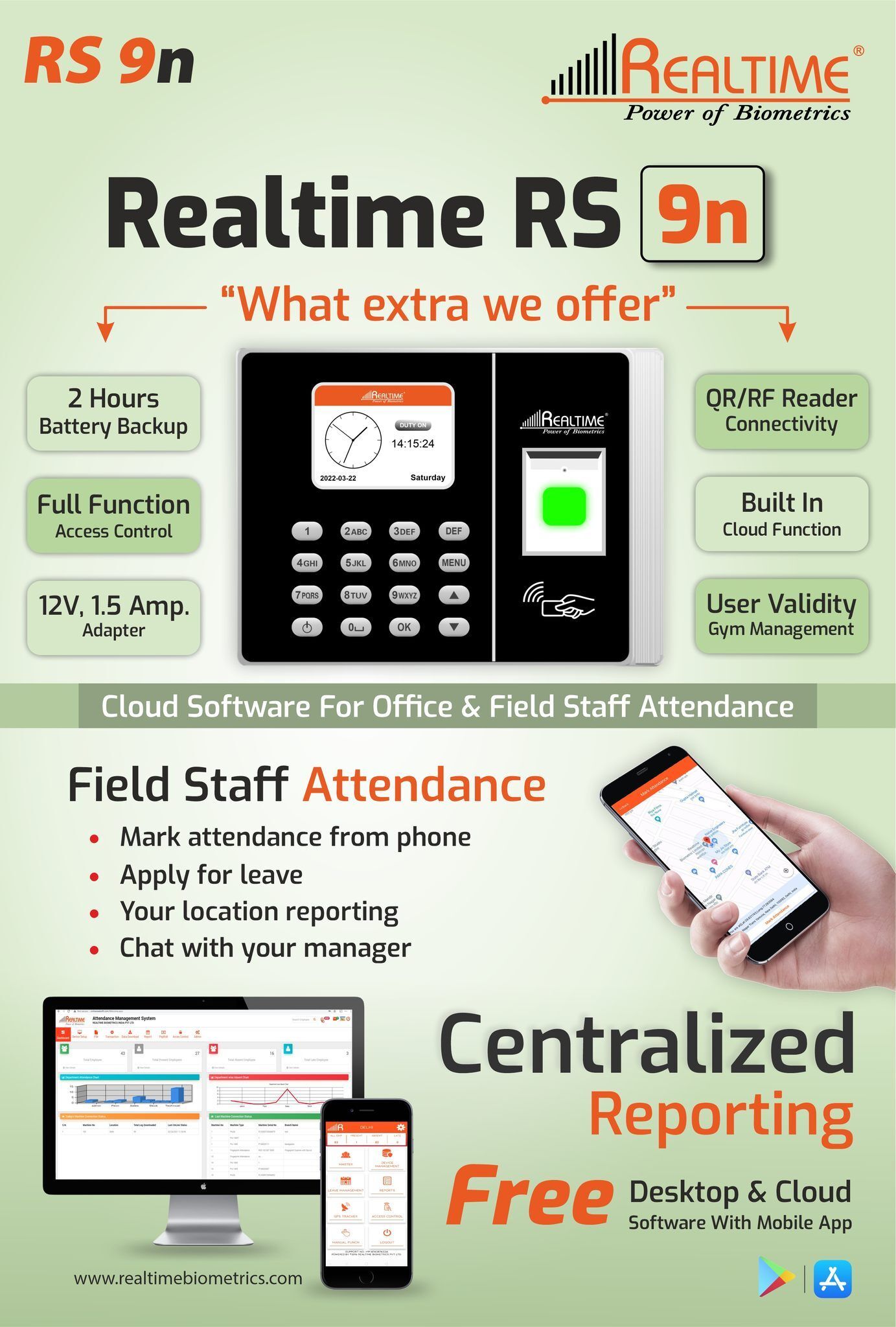 realtime RS 9N Attendance & 250 Free Cloud User For 1 Year & Access Control (No Wifi) Time & Attendance-picture-41