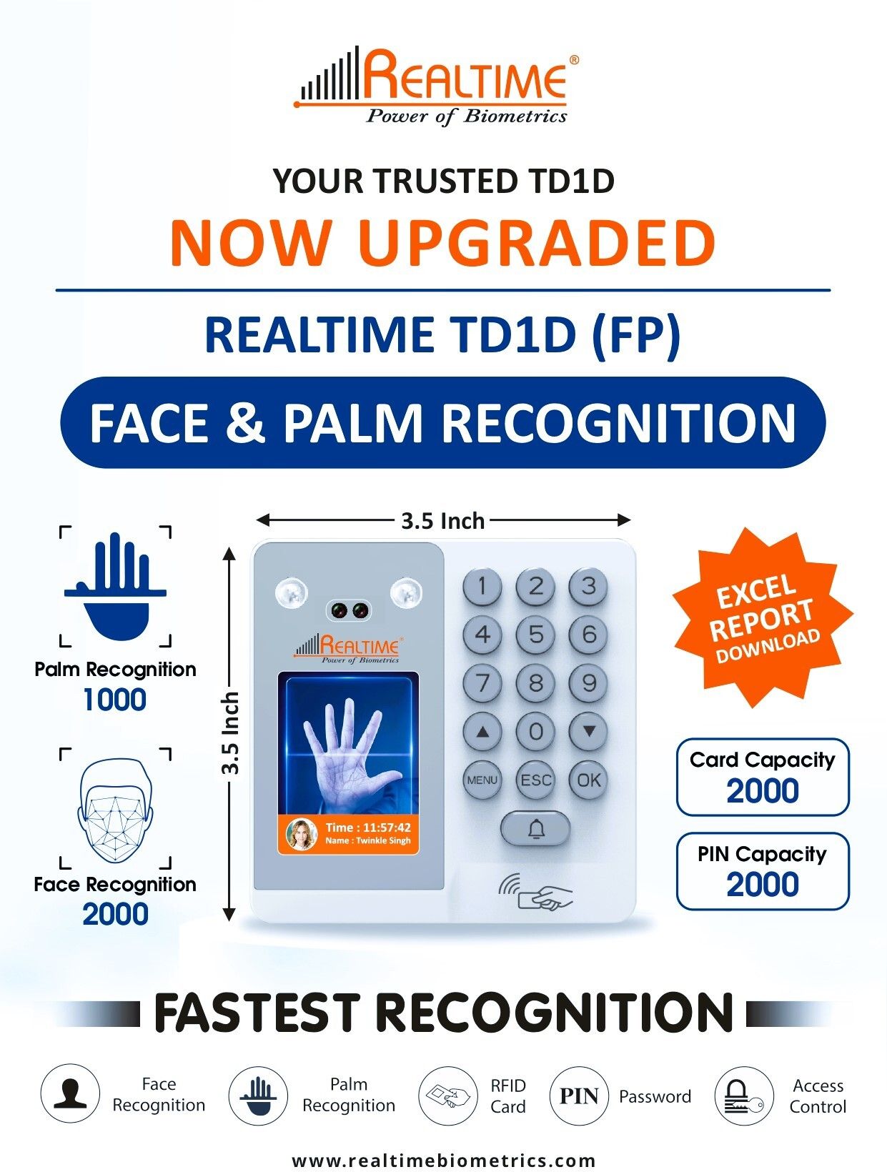 realtime TD1D (FP) Advanced Face Palm Attendance Access Control-picture-26