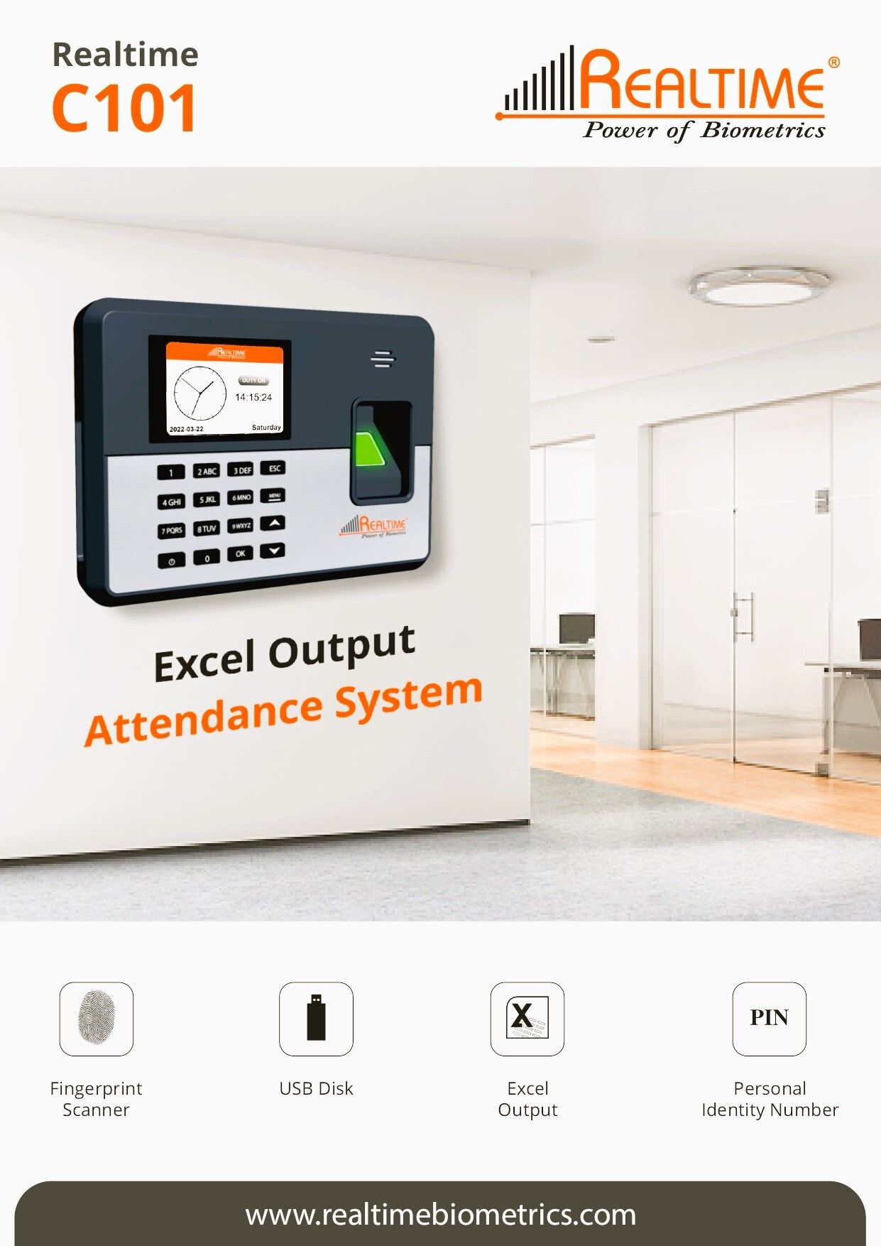 realtime C101 Fingerprint Attendance System with USB Disk Support Time & Attendance-picture-12
