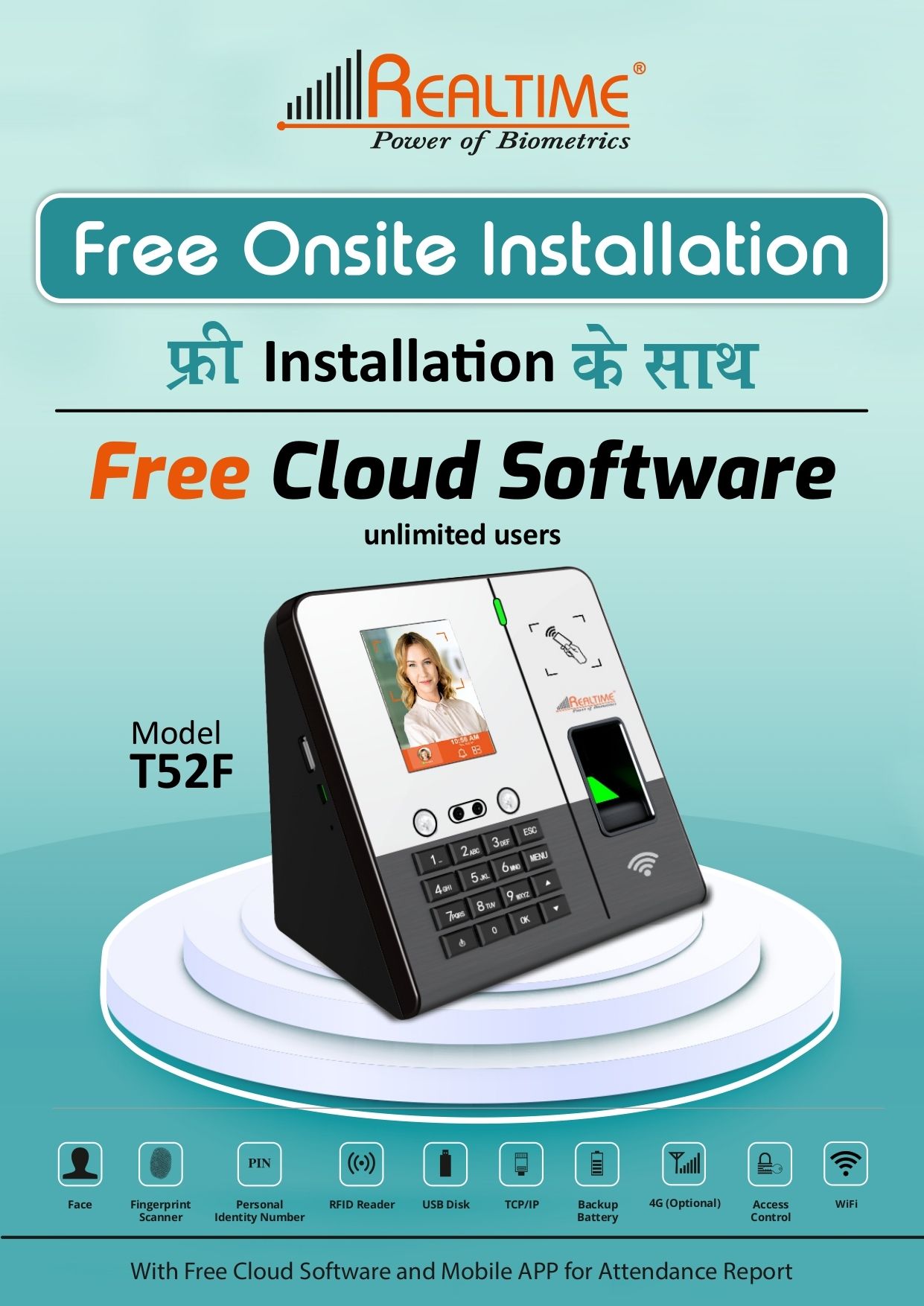realtime T52F WITH WIFI FREE CLOUD SOFTWARE FREE (FACE+FINGER+CARD+PASSWARD=1000) Access Control, Time & Attendance-picture-21