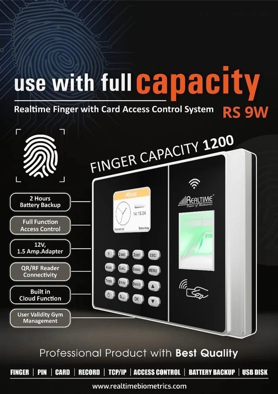 rich polo 9W Fingerprint Scanner Biometric Attendance Device & Access Control with Wifi Access Control, Time & Attendance-picture-30