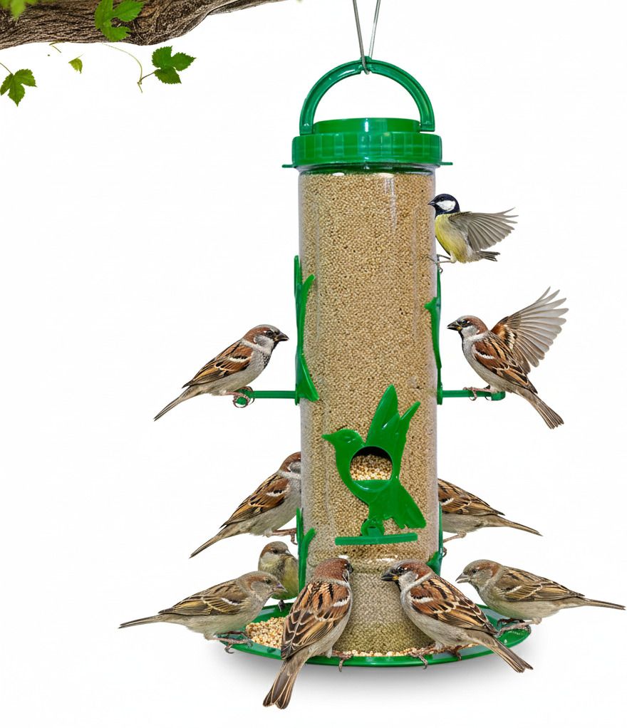 Strong Plastic Tube Shaped Feeder for Hanging in Open Spaces Window Bird Feeder